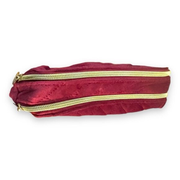Burgundy Velour Double Pocket Zippered Bag - Picture 4 of 6